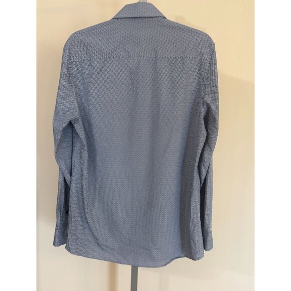 Tom Baine Mens Dress Shirt Wrinkle Free Medium Slim Fit 15 -15.5 Blue - Picture 5 of 7